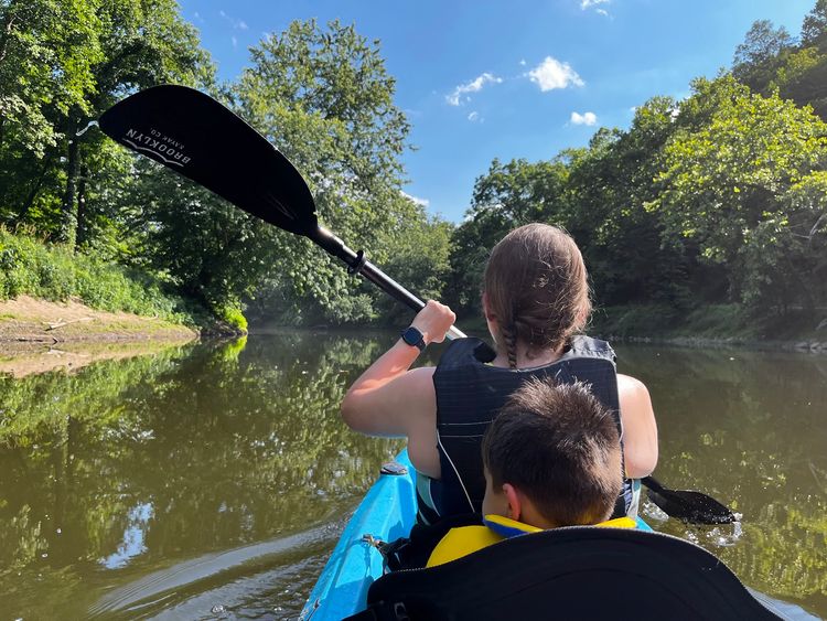 Kayaking down the river